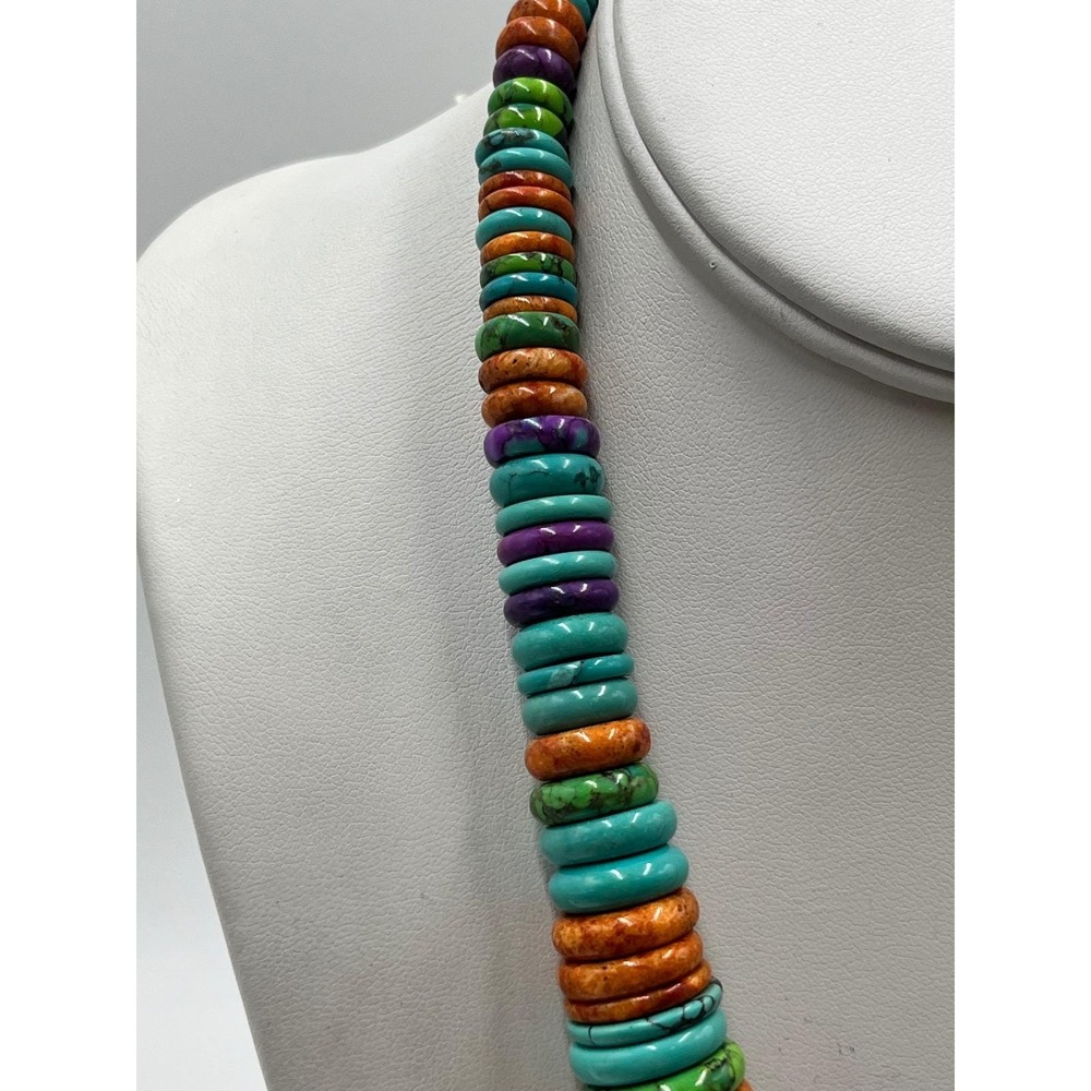 JAY KING DTR Vintage Sterling Silver Colorful Royston Turquoise Heishi Necklace - Picture 7 of 14
